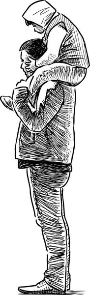 Мужчина с ребенком на прогулке
