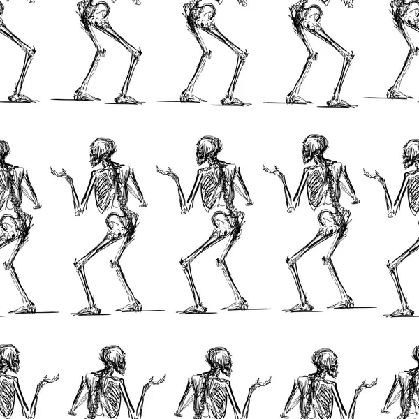 Patroon Van Wandelende Menselijke Skeletten — Stockvector