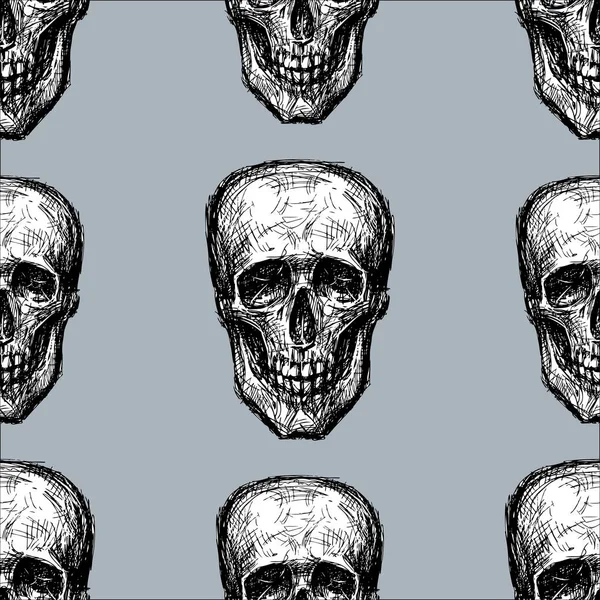 人間の頭蓋骨のシームレス背景 — ストックベクタ