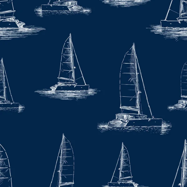 Nahtloser Hintergrund Der Yachten Skizzen — Stockvektor