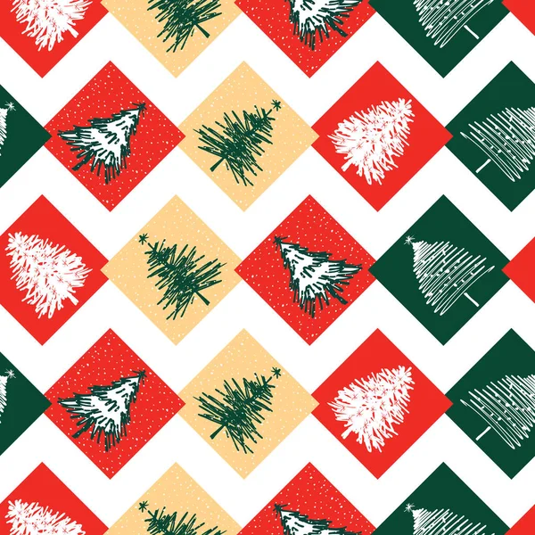 Bezešvé Pozadí Dekorativních Vánočních Stromků — Stockový vektor