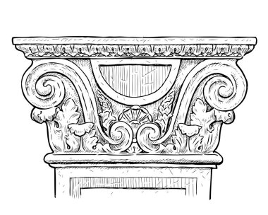 Sketch of ancient greek decorative pillar clipart