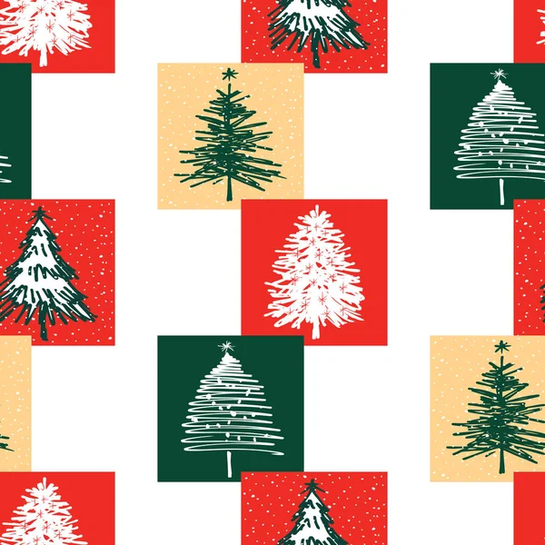 装飾的なクリスマスツリーのシームレスなベクトルパターン — ストックベクタ