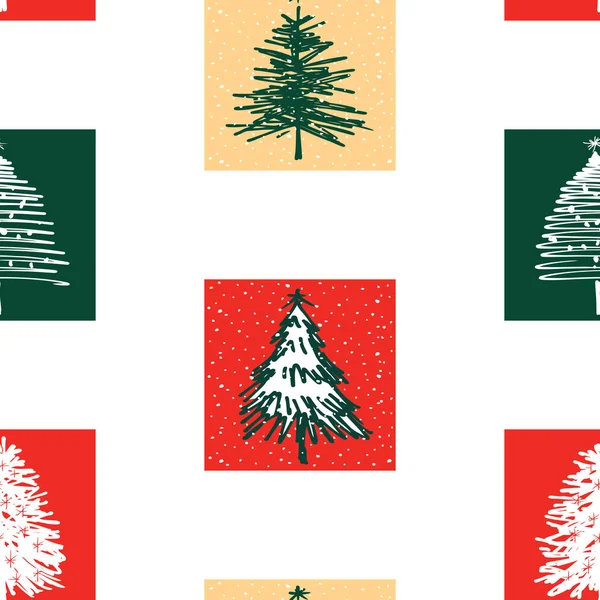 Patrón Sin Costuras Bocetos Árboles Navidad Decorativos — Archivo Imágenes Vectoriales