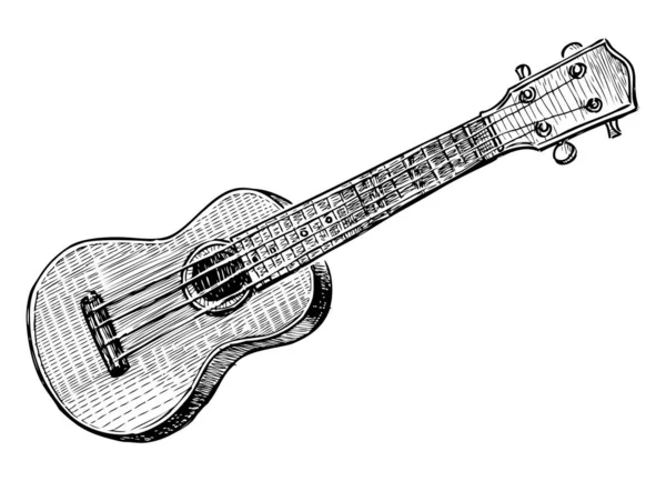 Bosquejo Pequeño Ukelele Guitarra Hawaii — Vector de stock