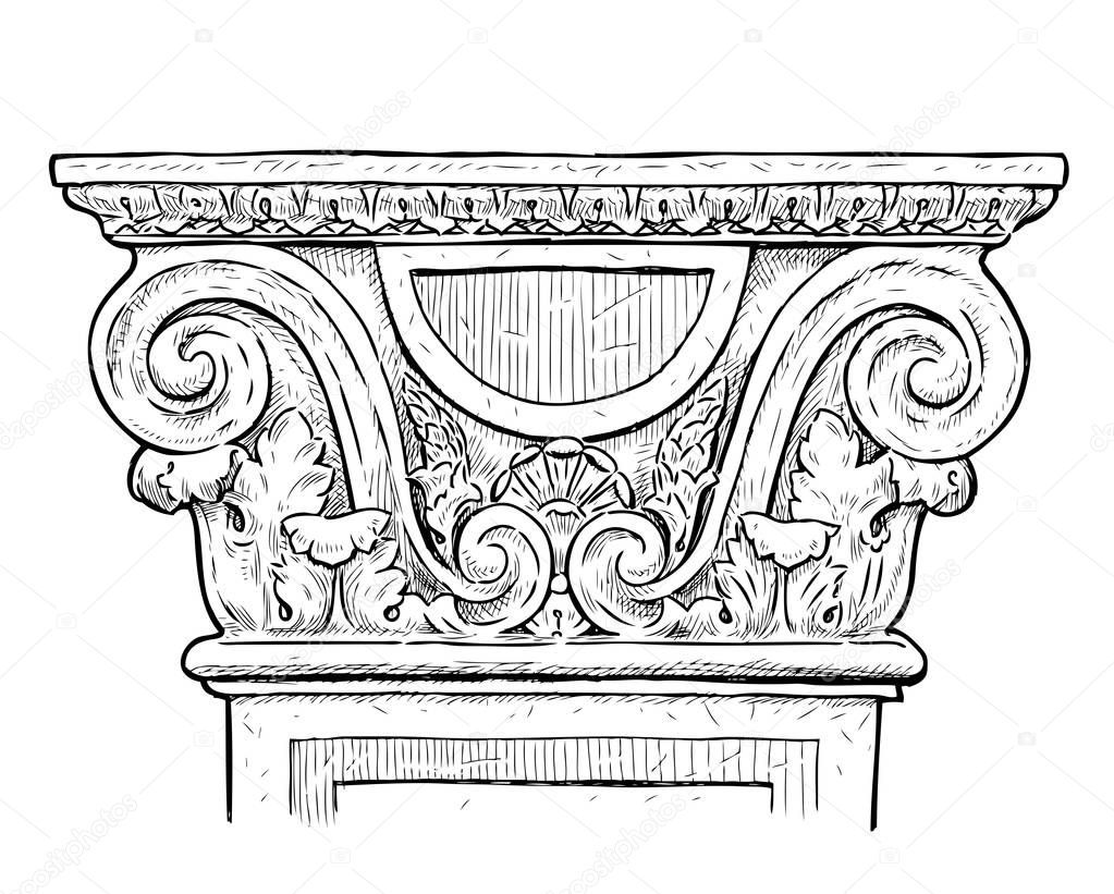Sketch of ancient greek decorative pillar
