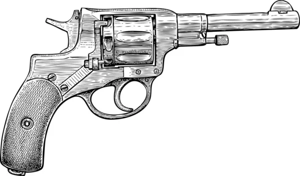 Mano Sacada Del Revólver Del Sistema Nagant 1895 Años — Archivo Imágenes Vectoriales