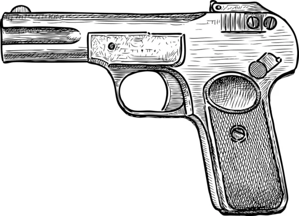 Desenho Mão Pistola Velha Brauning Sistem 1900 Ano —  Vetores de Stock
