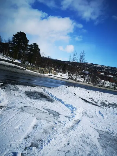 Прекрасное Зимнее Время Отдыха Норвегии — стоковое фото