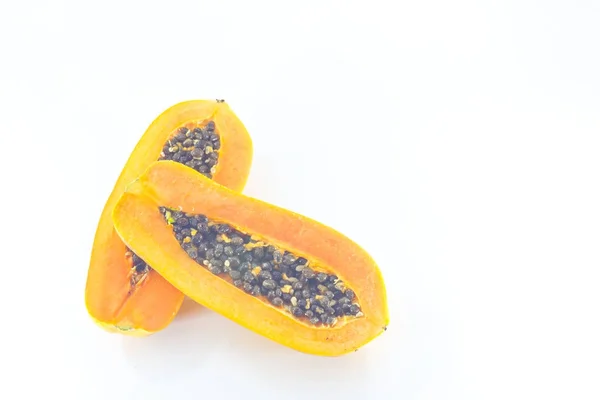 Papaya, cortar por la mitad —  Fotos de Stock