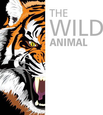 Tişört, kart ve diğer uygulamalar için yarı kaplan kafası tasarımı