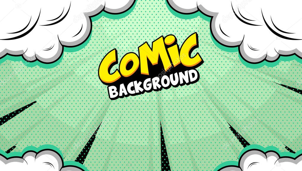 Pop art background with Pow dynamic speech bubble on dots background. Vector colorful hand drawn illustration in retro comic pop art style.