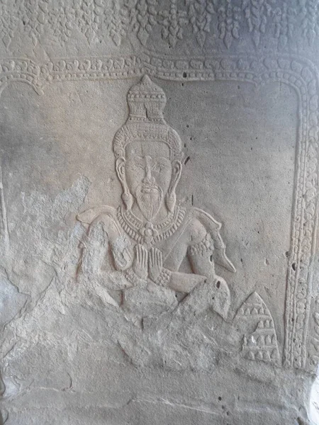 Esculturas Piedra Angkor Wat Cambodia Asia Indochina Siem Cosechar — Foto de Stock