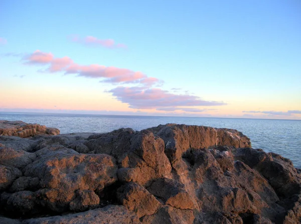 Solnedgång Över Lugna Karibiska Vatten Rock Sound Eleuthera — Stockfoto