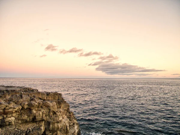 Prachtige Scène Zonsondergang Rotsachtige Kust Hdr Lichte Texturen Details Canarische — Stockfoto