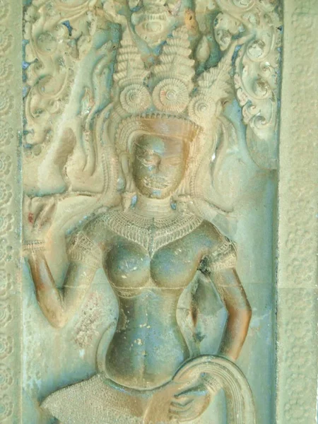Figura de pared escultura en Angkor Wat templos Camboya Asia Indochina Siem Reap — Foto de Stock
