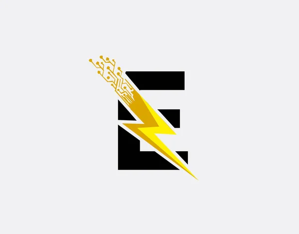 Flash Ícone Logotipo Letra Parafuso Elétrico Com Projeto Inicial Logotipo — Vetor de Stock