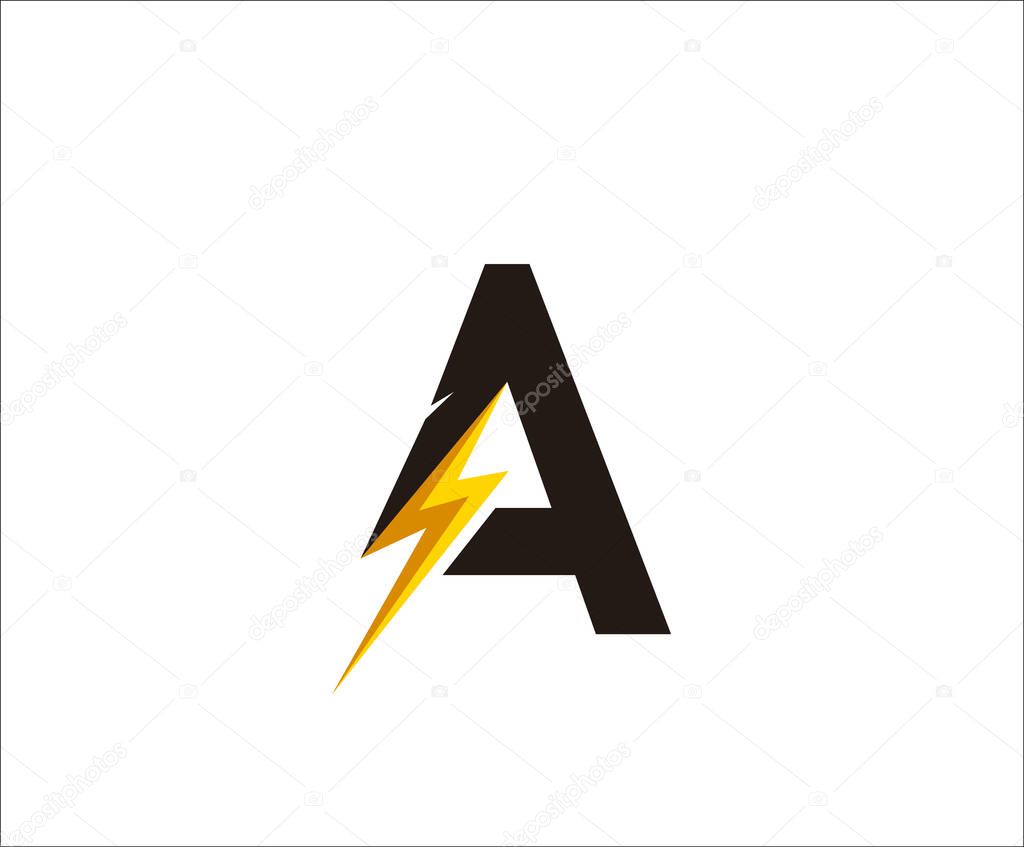 Flash A Letter Logo Icon, Electrical Bolt With Initial A Letter Logo Design.