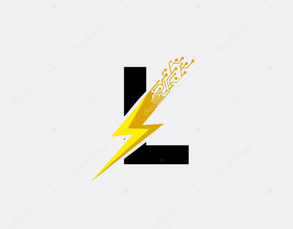 Flash L Letter Logo Icon, Electrical Bolt With Initial L Letter Logo Design.