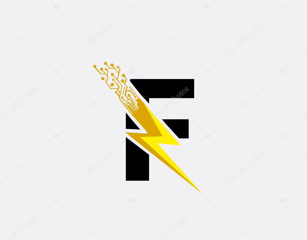 Flash F Letter Logo Icon, Electrical Bolt With Initial F Letter Logo Design.t