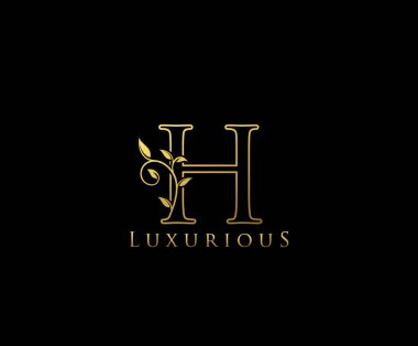 Altın harfli lüks güzellik, süs logosunu güzelleştiriyor. Butik, düğün davetiyesi, restoran, otel için mükemmel bir logo..