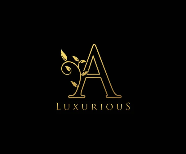 Gold Letter Luxury Beauty Flourishes Ornament Monogram Logo Perfect Boutique — Stock Vector