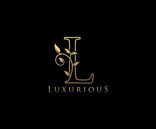 Gold Letter Luxury Beauty Flourishes Ornament Monogram Logo Perfect Boutique — Stock Vector