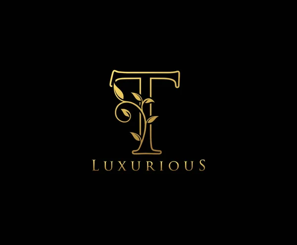 Zlatý Dopis Luxusní Krása Vzkvétá Ornament Monogram Logo Ideální Pro — Stockový vektor