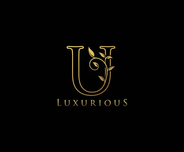 Gold Letter Luxury Beauty Flourishes Ornament Monogram Logo Perfect Boutique — Stock Vector