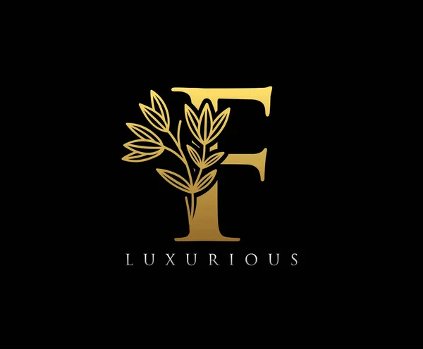 Golden Letter Luxury Beauty Flourishes Ornament Monogram Logo Perfect Boutique — Stock Vector