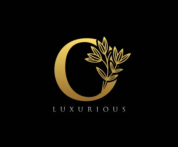 Goldener Brief Luxus Schönheit Blüht Ornament Monogramm Logo Perfekt Für — Stockvektor