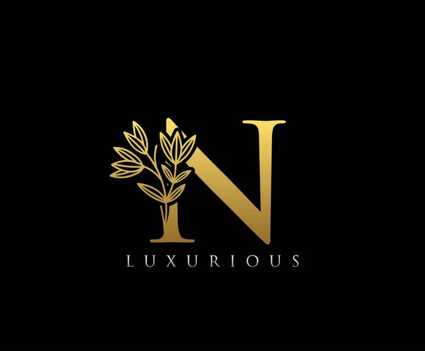 Goldener Buchstabe Luxus Schönheit Blüht Ornament Monogramm Logo Perfekt Für — Stockvektor