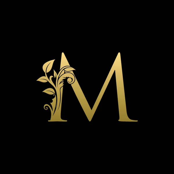 Golden Letter Classy Floral Logo — Stockový vektor