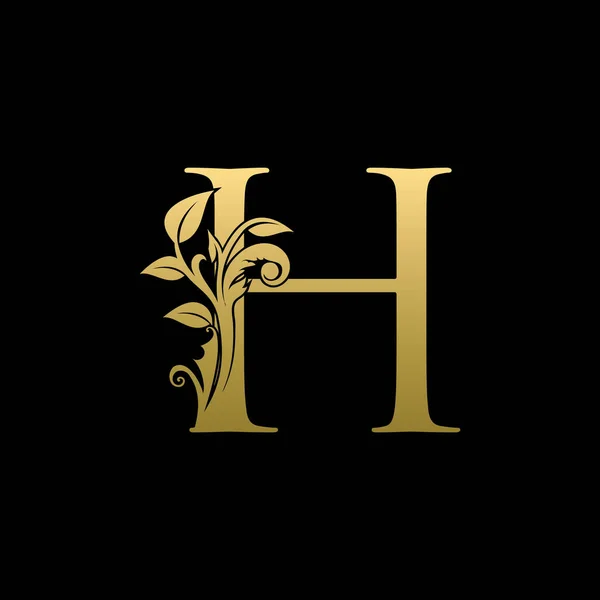 Golden Brev Klassisk Blommig Logotyp — Stock vektor
