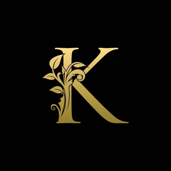 Lüks Altın Harf Klas Çiçek Logosu — Stok Vektör