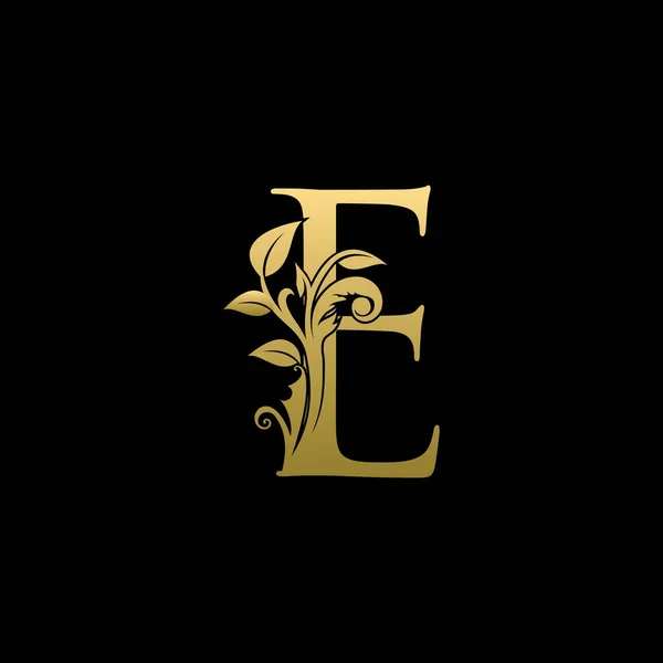 Luxe Gold Lettre Classy Floral Logo — Image vectorielle