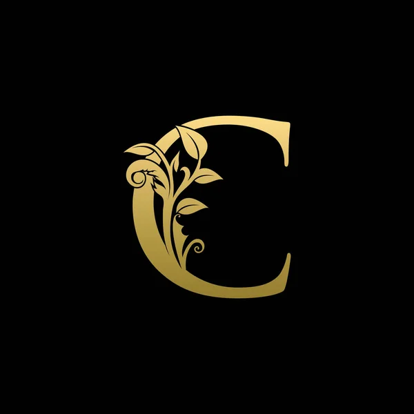 Logotipo Floral Elegante Lujo Letra Del Oro — Archivo Imágenes Vectoriales