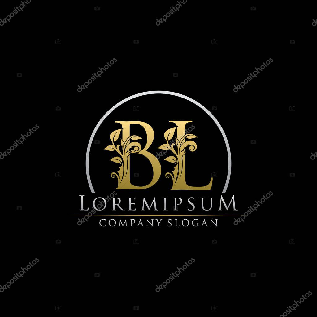 Golden BL Letter Classy Floral Logo Icon