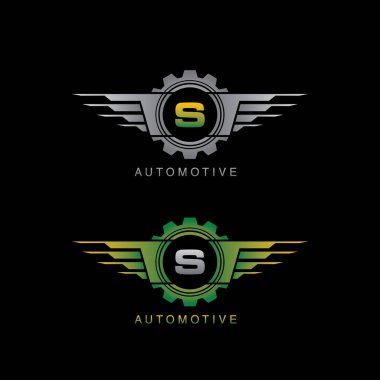 Vites Kanatları S Harfi Logosu Otomotiv Tasarımı Konsepti İçin Mükemmel