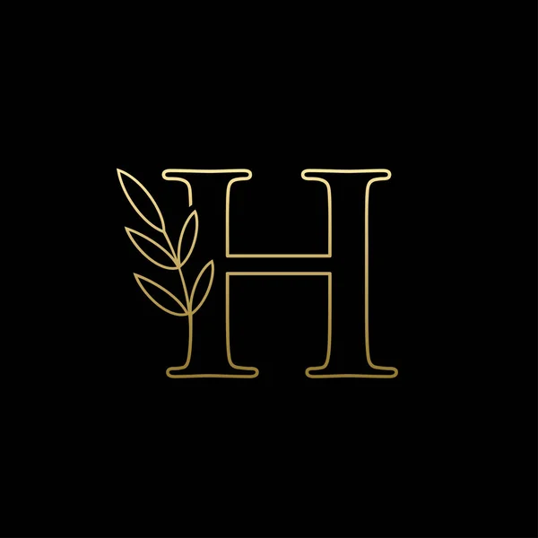 Golden Bokstav Lyx Skönhet Blomstrar Prydnad Monogram Logotyp — Stock vektor