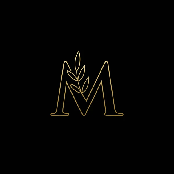 Gold Letter Luxe Schoonheid Bloeit Ornament Monogram Logo Perfect Voor — Stockvector