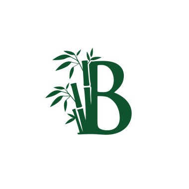 Baş harfi B Botanik Yeşil Bambu Logosu Simgesi.
