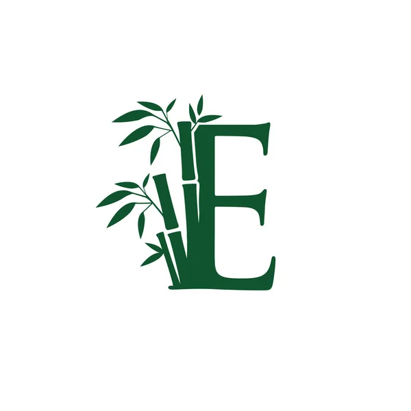 最初的E植物绿竹标志图标 — 图库矢量图片