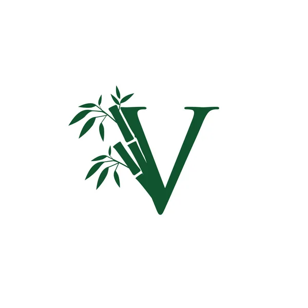 Icono Logotipo Bambú Verde Botánico Inicial — Archivo Imágenes Vectoriales