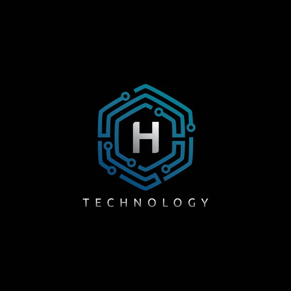 Icona Con Logo Creativo Lettera Esagonale Tecnologia — Vettoriale Stock