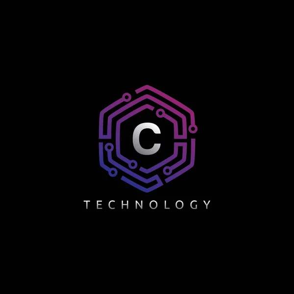 Criativa Carta Hexágono Tecnologia Logo Ícone — Vetor de Stock