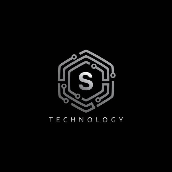 Logo Initial Technologie Hexagon — Image vectorielle