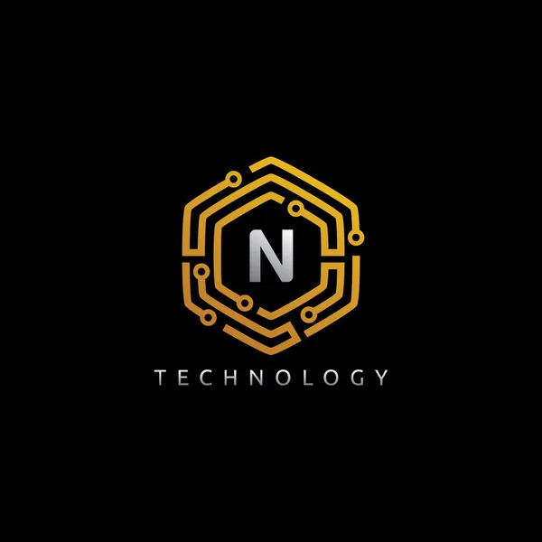 Początkowe Logo Technologii Hexagon — Wektor stockowy