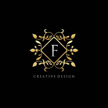 Lüks F Harfi Altın Amblem Logosu Tasarımı