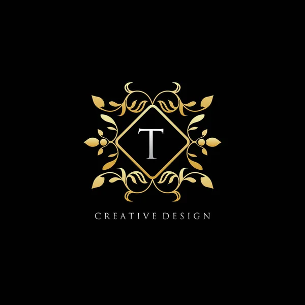Luxo Carta Ouro Emblema Logo Design — Vetor de Stock